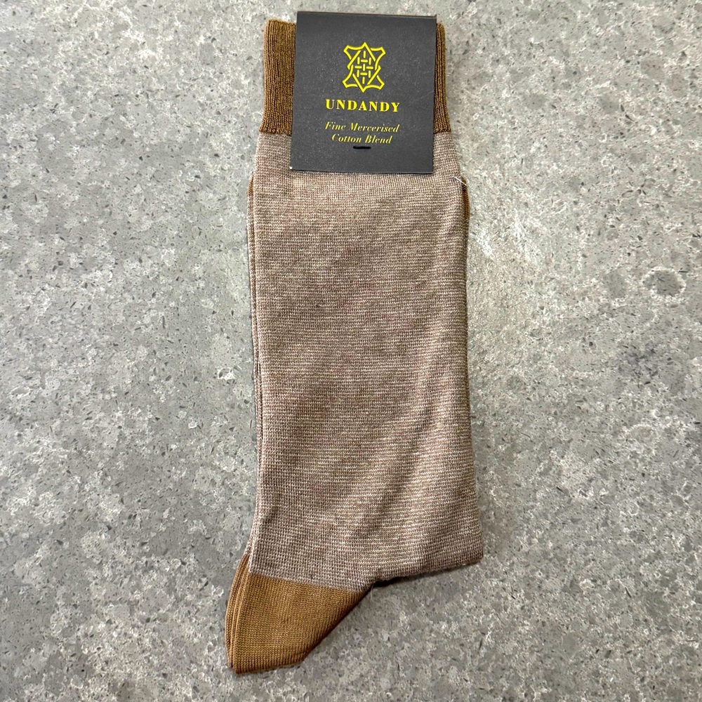 NWT brown/twill Undandy cotton blend Men’s dress socks
